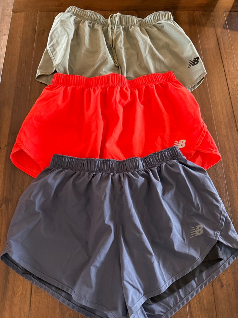 New Balance Women’s Athletic Shorts – Olive, Orange, Blue Set